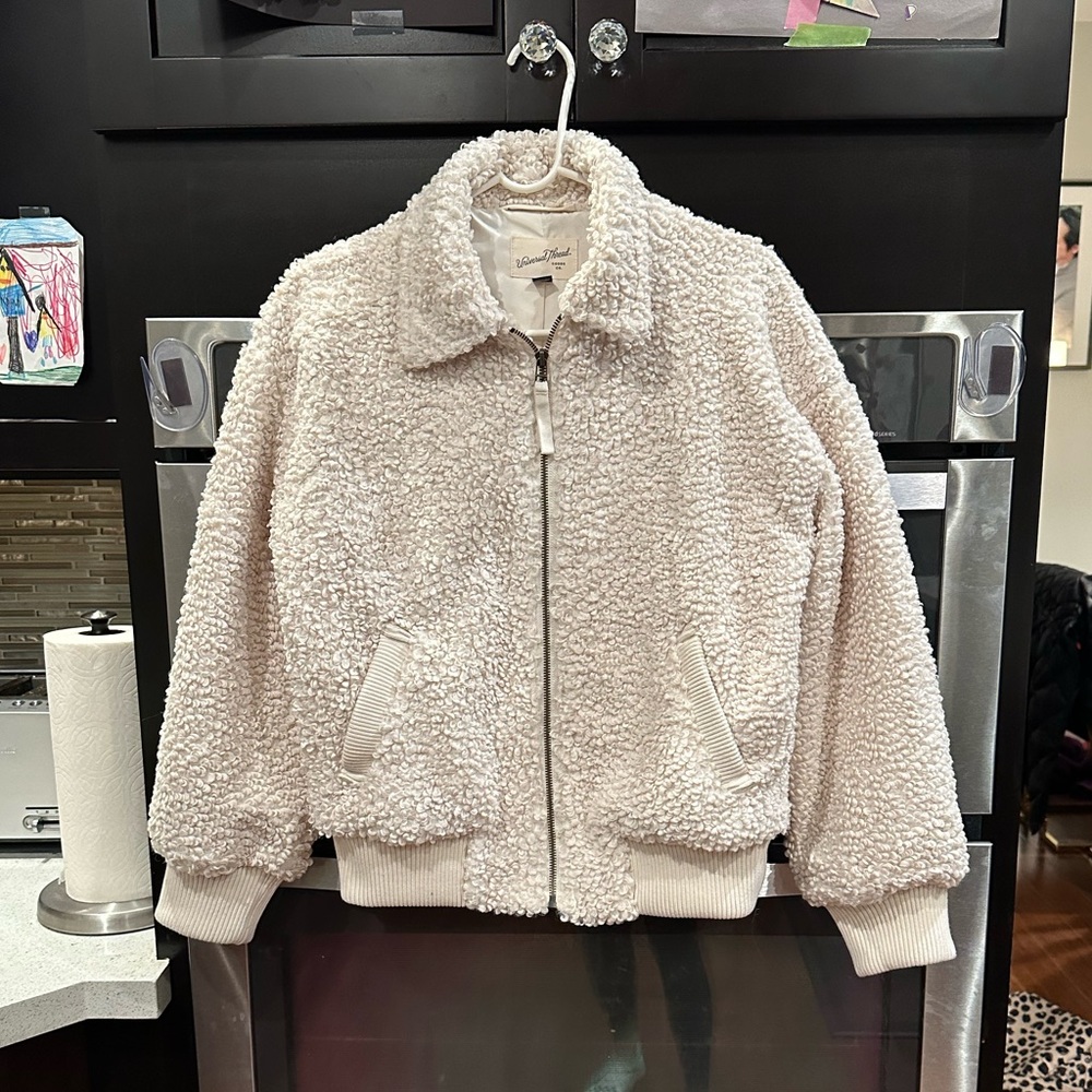 Collared Sherpa Bomber Zip Jacket